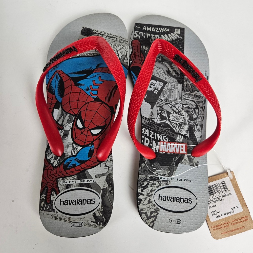 Havaianas Marvel Amazing Spider Man Flip Flops Sandals Men US 11 12
